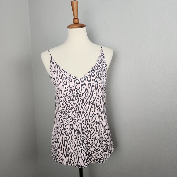 NEW L'AGENCE Jane 100% Silk V-Neck Camisole - Pink Gray Leopard (XS) - Picture 1 of 14